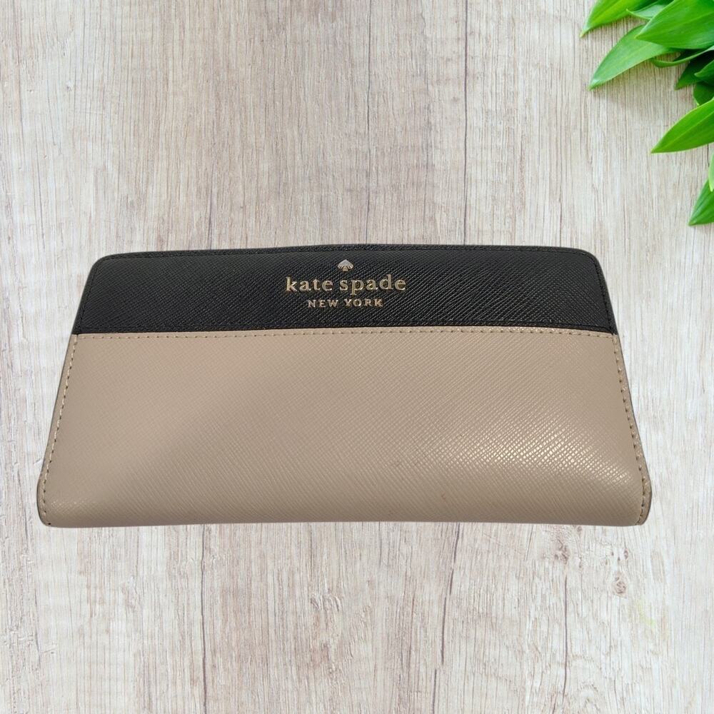 Kate Spade New York Staci Colorblock Slim Bi-fold Wallet Leather Black / Tan